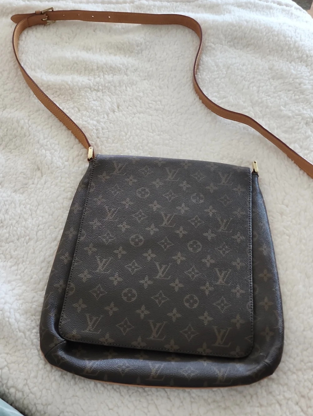 Louis Vuitton Brown Monogram Crossbody with Tan Strap